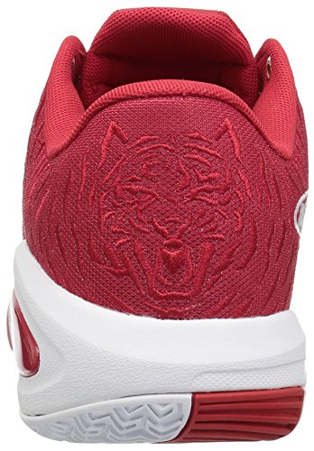 AND 1 Tênis de basquete masculino Attack Low, Vermelho chinês/super alumínio/branco, 8.5