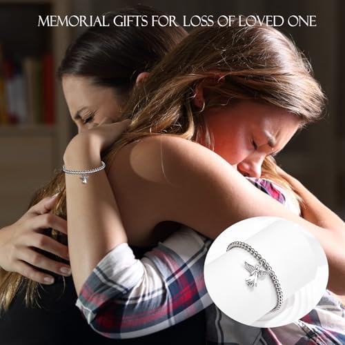 Sympathy Gifts for Loss of Loved One, Memorial Bereavement Gifts for Loss of Mother Father Husband Pets, Angel Bracelet Beads for Women3