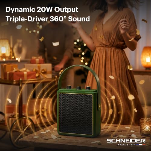 Image of Schneider ENERZA HP20 Portable Wireless Bluetooth Speaker | 20W Triple-Driver 360 Sound | Auracast & Bluetooth 5.4 | IPX4 Splash Proof | Fast Charge 0-80% in 1Hr | 10Hr Playtime - Jade