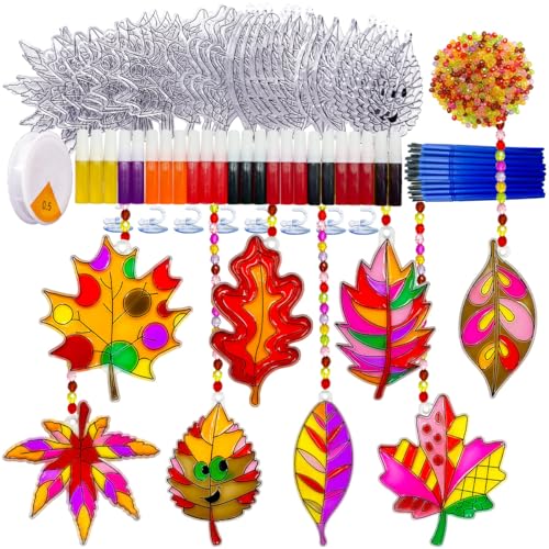 Attrape-soleil d'automne en kit de 32 pièces pour peinture de fenêtre