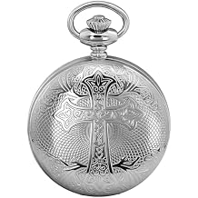 Automatic Pocket Watch Mechanical Pocket Watches Cross Pattern with Chain Christmas Graduation Birthday Gifts Fathers Day