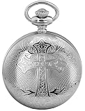 Alwesam Bible Verse Automatic Pocket Watch Mechanical Pocket Watches Cross Pattern with Chain Christmas Graduation Birthday Gifts Father's Day(Cross)
