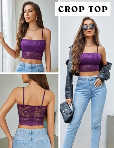 Image of Avidlove Bralettes for Women Lace Spaghetti Strap Tank Top Tube Slim Basic Camisole