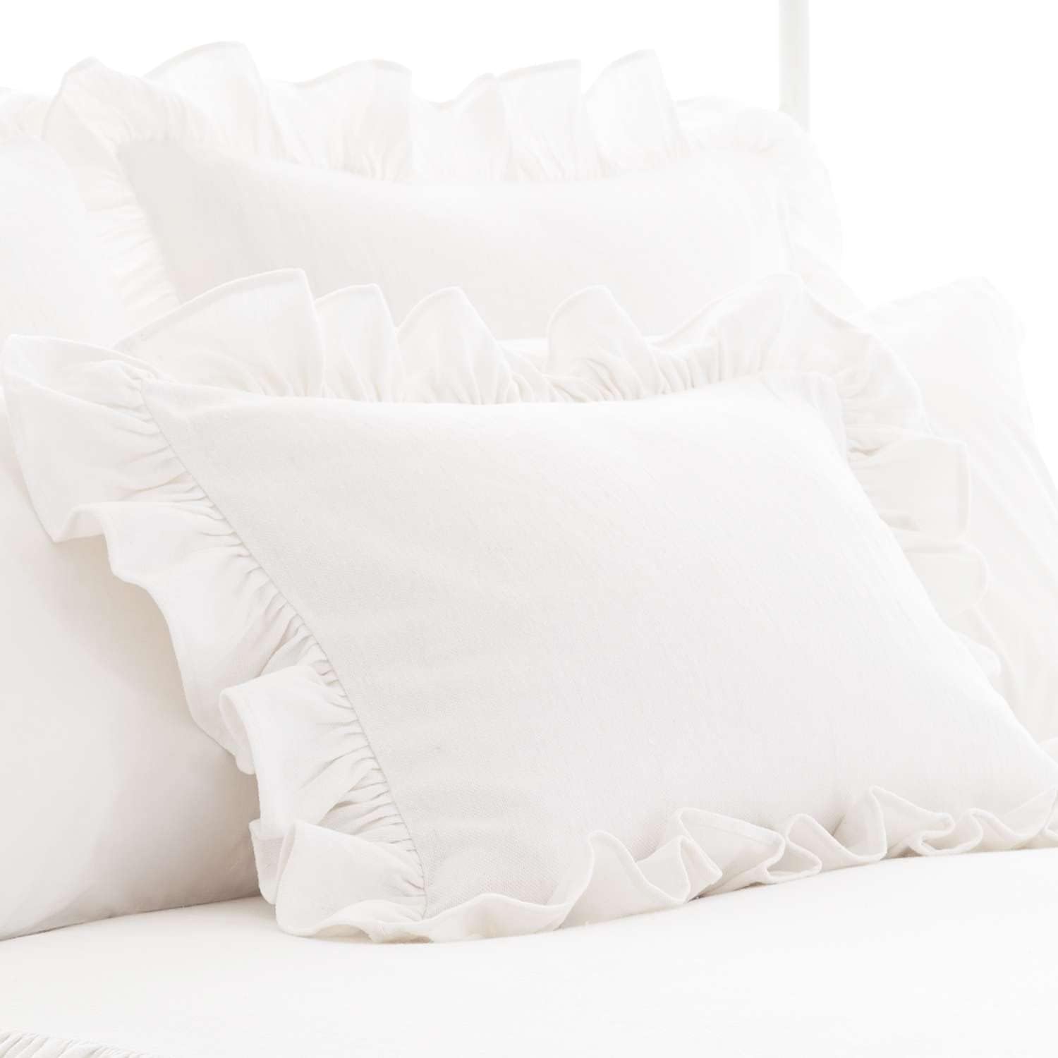 Pine Cone Hill Wilton Natural Ruffle Sham, Standard Size, Neutral Solid Pattern