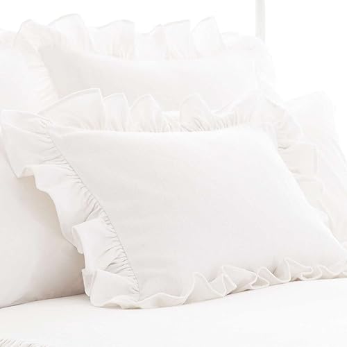 Miniatura 9 de Wilton - Funda de almohada con volantes naturales, tamaño estándar, patrón sólido neutro