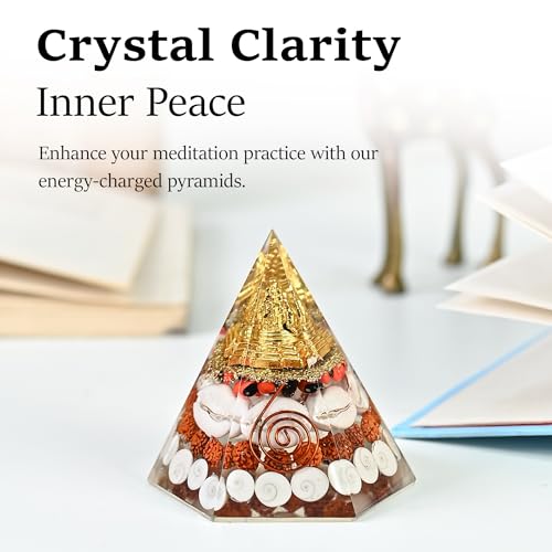 Image of ZAICUS Orgonite Laxmi Pyramid with Shri Yantra for Home Decor | Shri Yantra, Rudraksha & Gomti Chakra, Decorative Gift for Festive Occasions