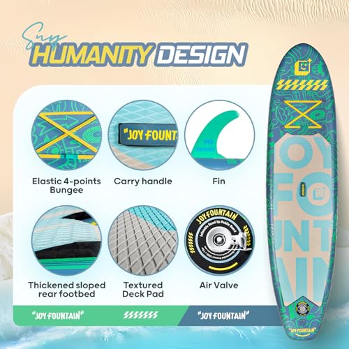 Image of Inflatable Paddle Board,10.8'x31.5 inchx6 inch Stand Up Paddle Boards,Premium SUP Board Paddle with Removable Fin, Floating Paddle, Hand Pump, Waterproof Bag for Adults & Youth