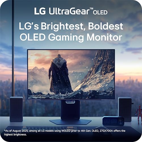 Image of LG 27GX700A-B 27-inch Ultragear QHD (2560 x 1440) OLED Gaming Monitor, 280Hz, 0.03ms, NVIDIA G-Sync, AMD FreeSync Premium Pro, VESA DisplayHDR TrueBlack500, with up to DCI-P3 99.5%, HDMI 2.1, Black