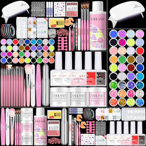 SAVILAND Acrylic Nail Kit with Drill and U V Light for Beginners
