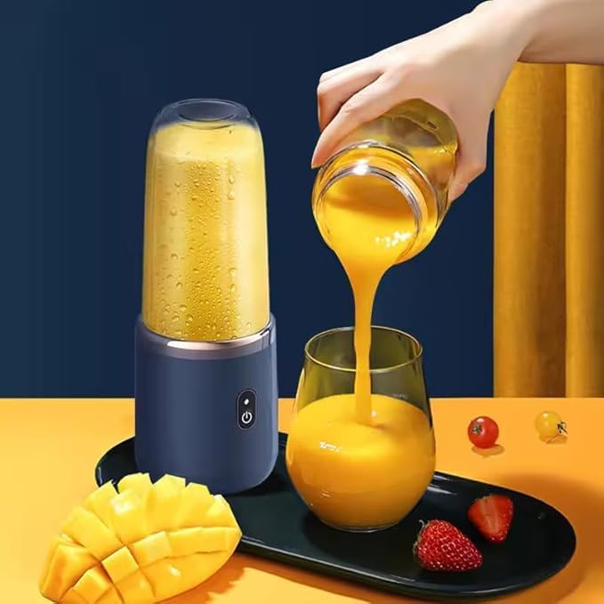 Image of Portable Juicer with Shaker Juicer, Safety Sensor 6 Blade USB Rechargeable Blender Bottle Machine for Fruit Blender, Protein Shaker Bottle, Sports, Travel, Gym (Multicolor)