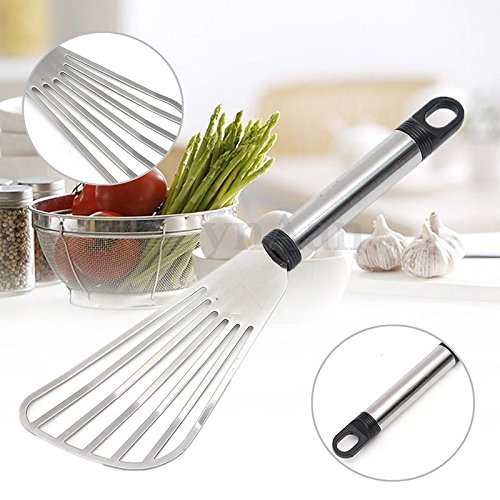 Ferramenta de cozinha Kicode para fritar espátula com pá vazada Peixe plano Fatia de aço inoxidável