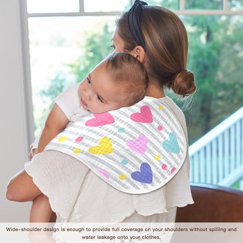 Baby Burp Cloths, Soft Absorbent Burping Cloths for Babies, Cotton Milk Spit Up Rags, Large Size for Newborns, Baby Boys and Girls (Pastel Hearts Pattern) 7