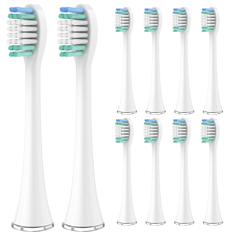 Replacement Toothbrush Heads for AquaSonic Black Series, Vibe Series, Black Series Pro,and for Duo Pro Electric Toothbrush White, Pack of 10