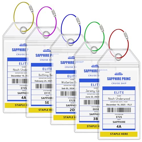Princess Cruise Luggage Tag HoldersClear Cruise Luggage Tag Holder Zip Seal with Steel LoopsFits Printed (Not Mailed) Norwegian Cruise Line Ships & Tags for Cruises in 2026 & 2027