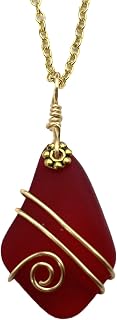 Handmade Sea Glass Necklace, Hawaiian Jewelry For Women, Gold Wire Wrapped Necklace, Custom Order, Birthday Gift For Women
