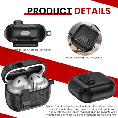 Image of ZORBES Compatible with Galaxy Buds 3 /3 Pro, Earbud Case Cover with Lock, Fashion Textured Anti-Scratch Rubber Case Cover Shockproof Earbud Protective Case, Flip-up Charging Port Lid