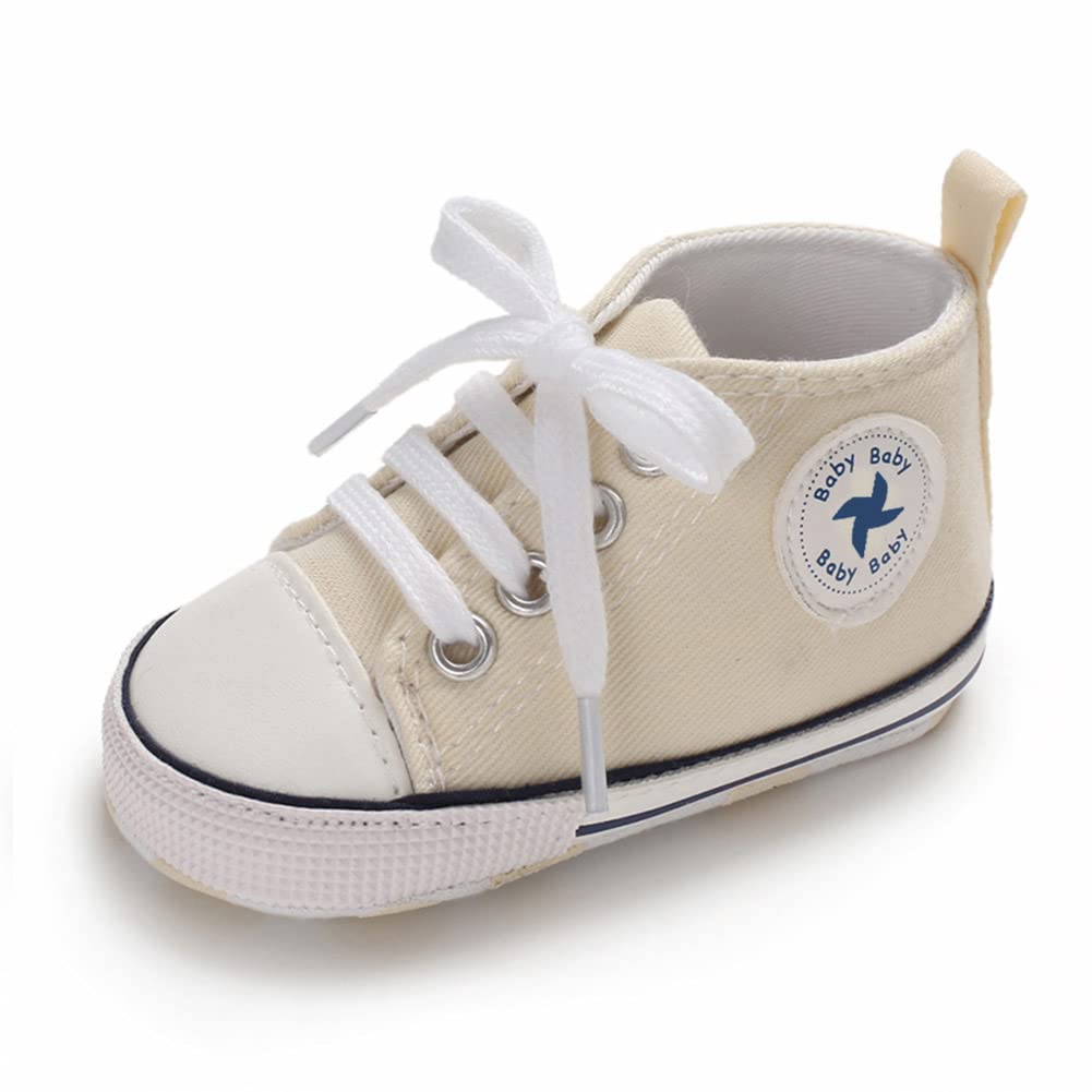 SekantrolUnisex Baby Girls Boys Shoes Infant Soft Sole Canvas Newborn First Walkers High Top Anti-Slip Sneakers