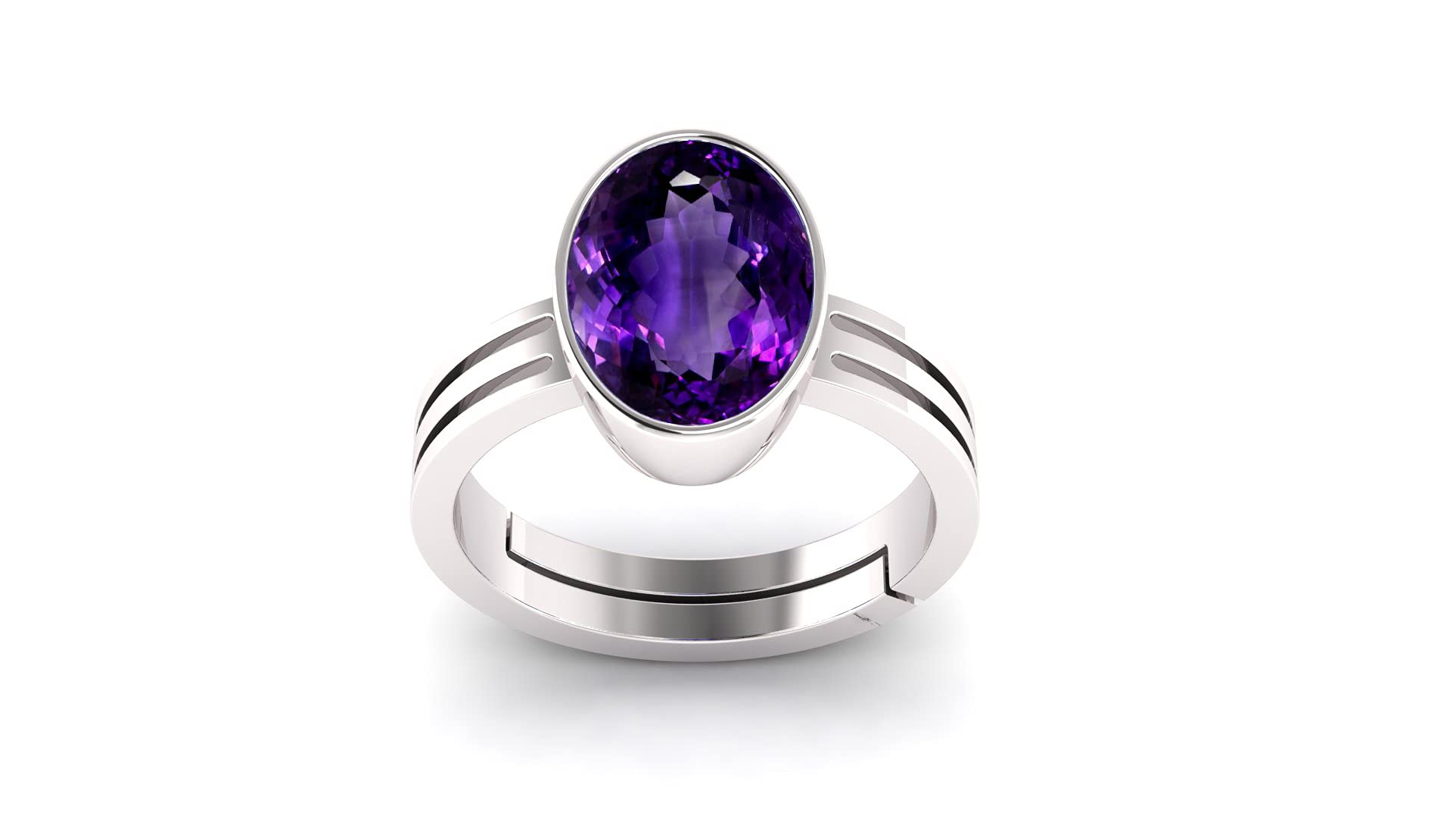 anuj sales 18.00 Ratti 17.50 Carat Amethyst Silver Plated Ring Katela Ring Original Certified Natural Amethyst Stone Ring Astrological Birthstone Adjustable Ring Size 16-24 for Men and Women,s-picture-25