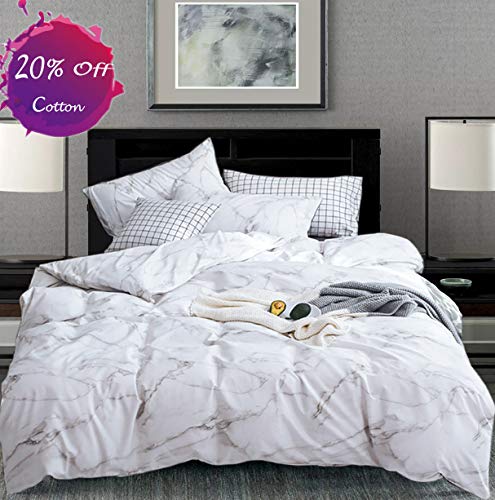 karever Marble Duvet Cover Set Twin Kids Cotton Bedding Abstract Grey Texture Pattern