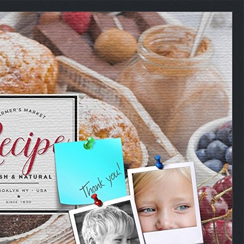 PinPix Decorative pin Cork Bulletin Board Made from Canvas, Recipe Board with Baked Goods Printed at 36x24 Inches and Framed in Satin Black (PinPix-Group-36)