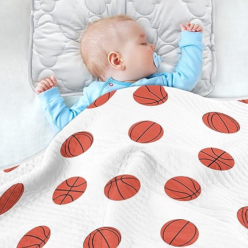 Image of Swaddle Blanket for Basketball Balls Baby Receiving Blanket Muslin Baby Swaddles Soft Cotton Breathable Nursery Blankets for Unisex Boys and Girls 30x40 Inch