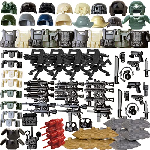 YAKI Custom Military Waffen Set 54St. Ritter Helm, Rüstung und WW2 Waffen für Soldaten Mini Figuren SWAT Team Polizei…