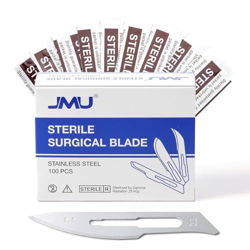 Image of JMU 100pcs Scalpel Blades Sterile #23, Disposable Stainless Steel Surgical Blades, Individually Foil Wrapped