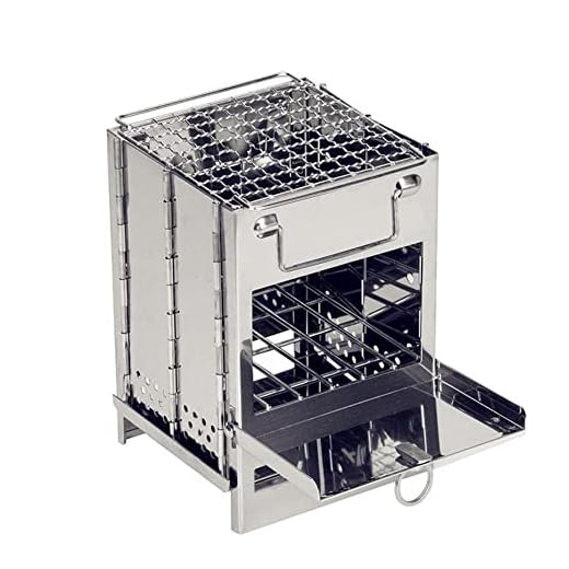 Wooden Camping Stove, Portable Foldable Wood Stove with Carry Bag for Outdoor Activities, Hiking, Picnic, BBQ, Outdoor Survival for Cooking, Hiking and Hunting (Silver-Small)