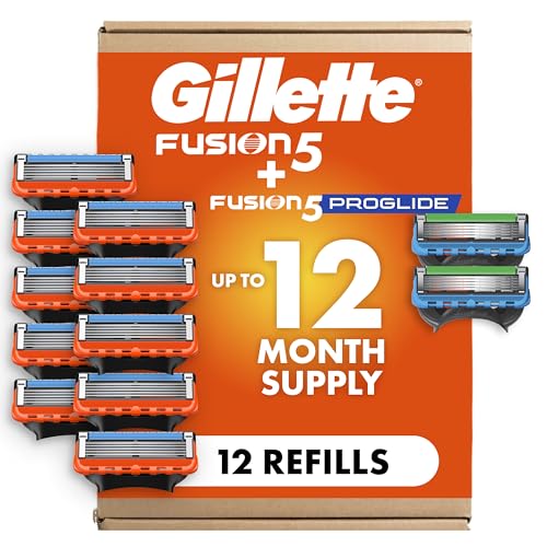 Gillette Fusion5 and ProGlide Men's Razor Blade Refills, 5-Blade Cartridges, Variety Pack, 12 Count