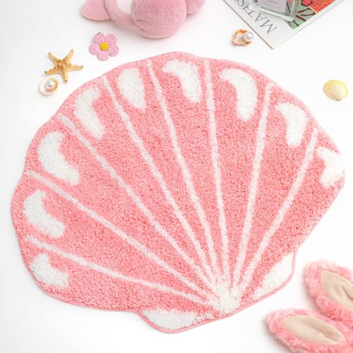 Dermalyx Tapis De Bain Coquillage, Tapis Antidérapant pour Salle De Bain, Tapis Absorbant Lavable en Machine, Tapis De Plage Décoratif, Dimensions 52 * 61cm