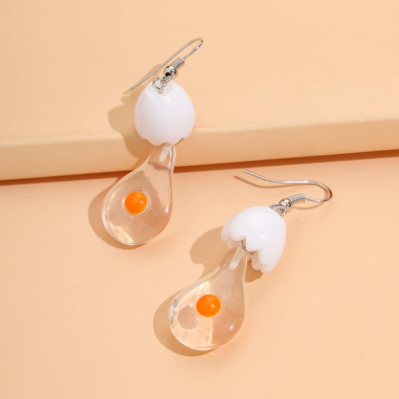 2 Pair New Unusual Egg Resin Weird Earrings for Women Fashion