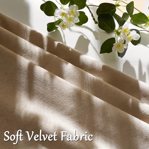 Image of GIGIZAZA Decorative Throw Pillow Covers 24 x 24,Sofa Cushion Tan Khaki Pillow Covers,Velvet Pillow Square Cushion Covers (Khaki, 24 x 24- Set of 2)