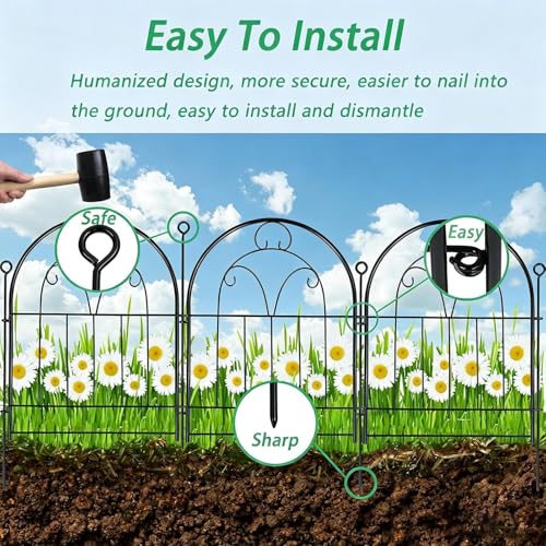 Valla arqueada de exterior resistente para delimitar macizos y proteger plantas, 10 paneles 6