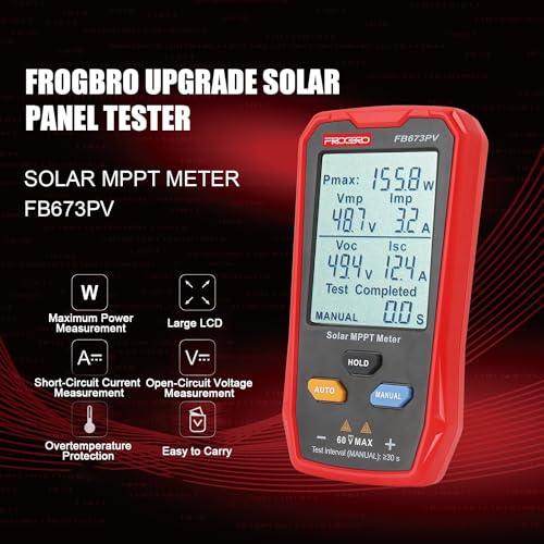 Image of 800W MPPT Solar Panel Tester Large LCD Photovoltaic Multimeter | Upgraded 800W solar tester with large ultra-clear LCD, smart MPPT function to precisely measure PV open circuit voltage.