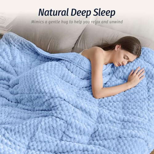 Image of Fleece Weighted Blanket for Adults 48 inch x 72 inch 15lbs Fuzzy Blankets, Blue