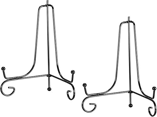 uxcell Soporte de placa para exhibición, 5 pulgadas, 2 piezas, soporte decorativo de hierro, caballete de metal, soporte de exhibición plegable para