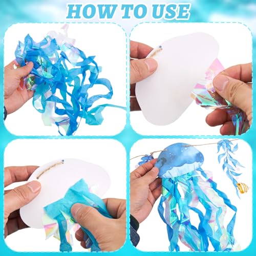 Image of SUNBEAUTY Starfish Seashell Banner Under The Sea Party Decoration Jellyfish Hanging Garland 9.8ft Blue Bubble Garlands for Ocean Beach Theme Birthday Decor Mermaid Summer Party Decor