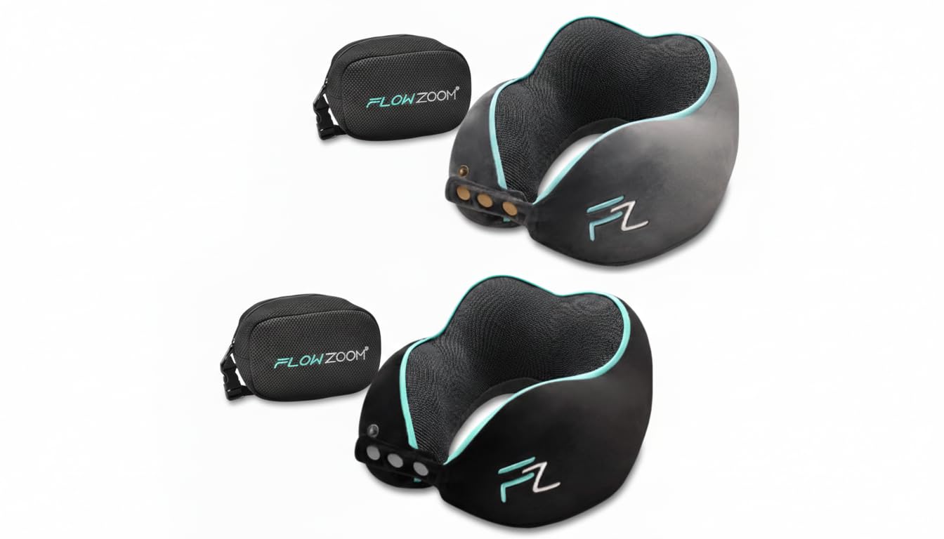 FLOWZOOM Cuscini da viaggio COMFY Duo “Per Lui e Per Lei”: Grigio e Nero