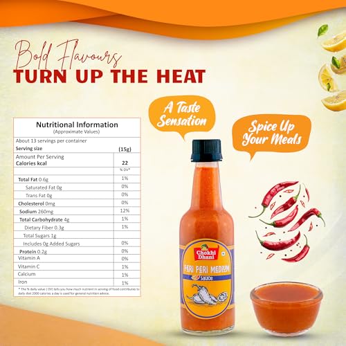 Image of Chokhi Dhani Peri Peri Sauce 200g | Medium Spicy Tangy Chilli Dip | Perfect Dipping Sauce for Fries, Nuggets & Snacks | No Preservatives