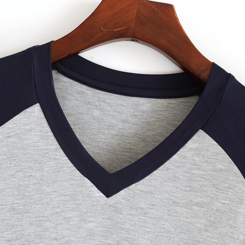 Mens Nightgown V Neck Short Sleeve Soft Lounge Sleep Henley Shirt Pajama Nightshirt Comfy Nightwear4