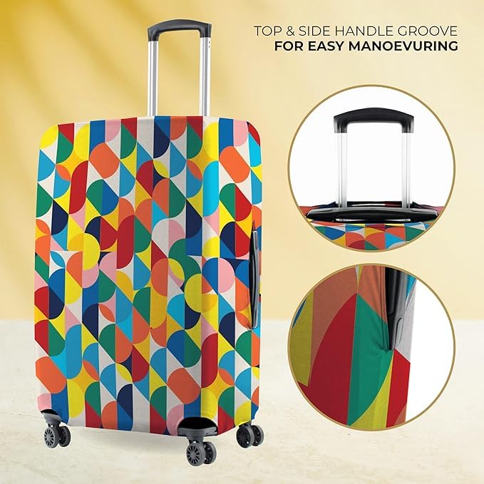 Image of Printed Luggage Cover for Traveling Bag & Suitcase - Stretchable & Scratchproof Trolley Protector with Velcro Lock & Lightweight Washable Material(Suitcase Bag Not Included, Only Cover in Product)