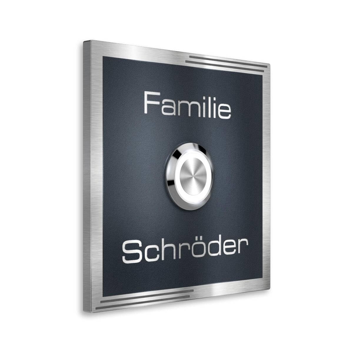 Metzler® sonnette encastrable avec gravure personnalisée et bouton LED IP67 anthracite RAL 7016 pour mur extérieur inoxydable et résistante aux intempéries 6 × 6 cm acier V2A