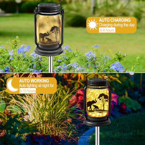 2 Pack Solar Lanterns - Outdoor Hanging Mason Jar Fairy Lights - Image 3