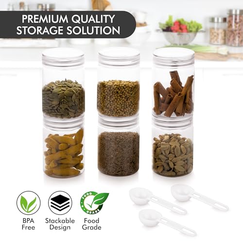 Image of Homeor Plastic Storage Jar & Containers With Spoon, Airtight & BPA Free Containers for Kitchen Storage, Grocery Kitchen Container, Multipurpose Jar, Fridge Storage Container, 300 ML Set 12 Transparent
