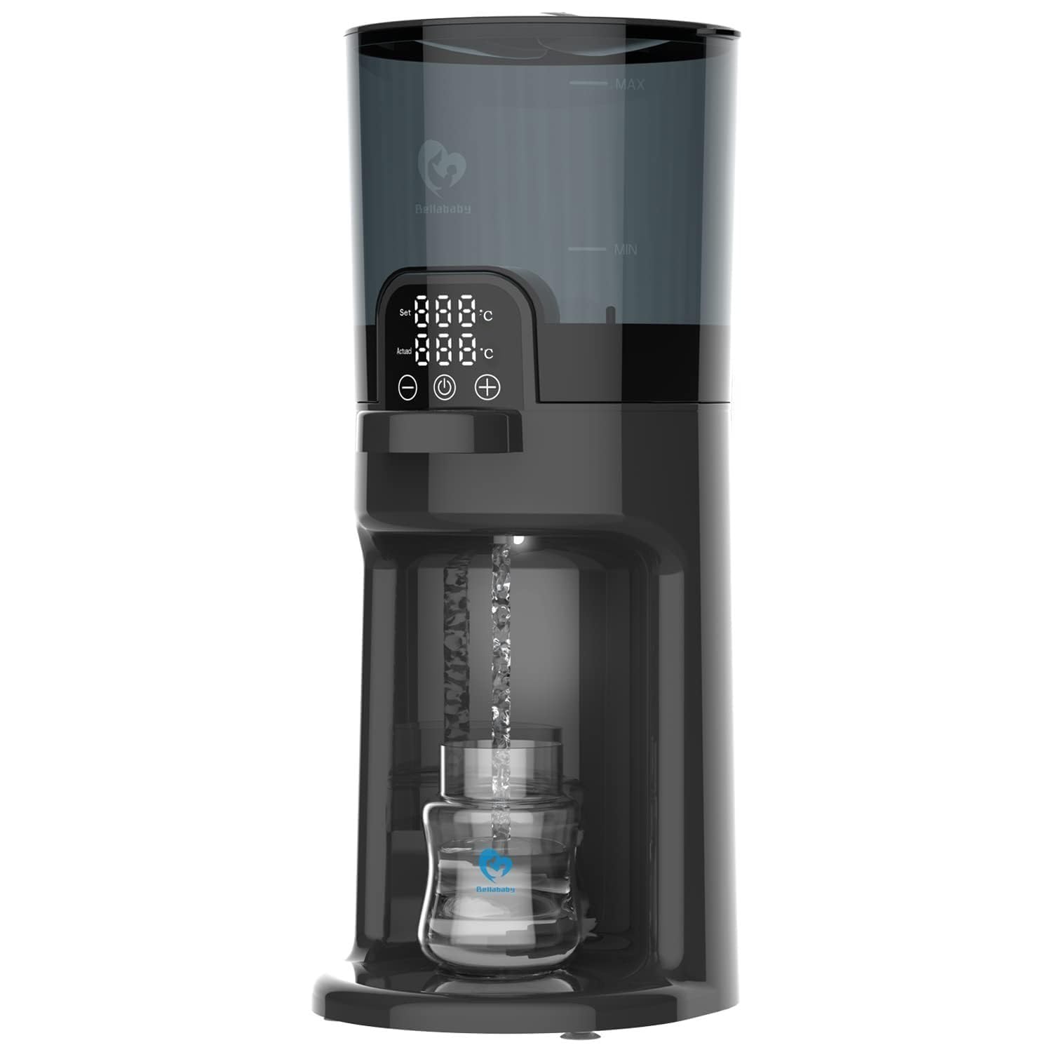 Bellababy Flaschenzubereiter für Babys,Flaschenwärmer Baby,Instant Warmer 5~15 Minuten,Wasserspender für Sofortige Herstellung von Formelflaschen,Abnehmbarer Behälter,Einfache Reinigung,Schwarz