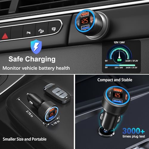 65W 4-Port USB C Super Fast Type C Car Charger for Samsung S26 A17 A07 A16 - image 5