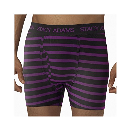 Stacy Adams Moisture Wicking ComfortBlend Underwear Boxer Briefs Shorts (3X-Large, Black/Purple)