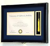 Graduation Diploma and Tassel Frame Display Case 11 x 8.5 w/Custom Matting (Black Finish)