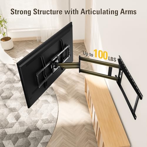 Mounting Dream Long Arm TV Wall Mount for 37-75 Inch TV, Corner TV Wall Mount with 32” Long Extension, Full Motion TV Mount Swivel & Tilt, Fits Max VESA 600x400mm,100 lbs, 16”,18”,24” Studs MD2285-LA by Mounting Dream - Image 2