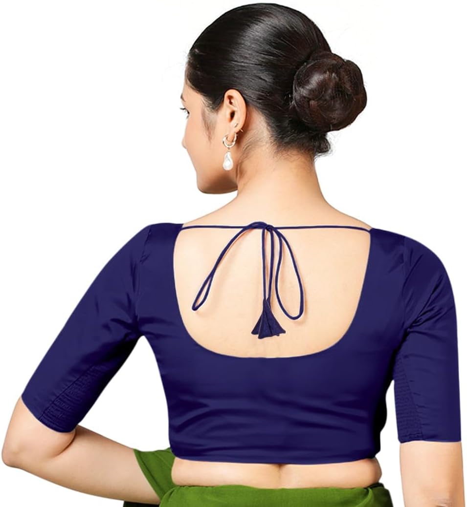 Chandrakala Stretchable Silk Saree Blouses for Women with Elastic Sides,Readymade (B219-P) - Image 7